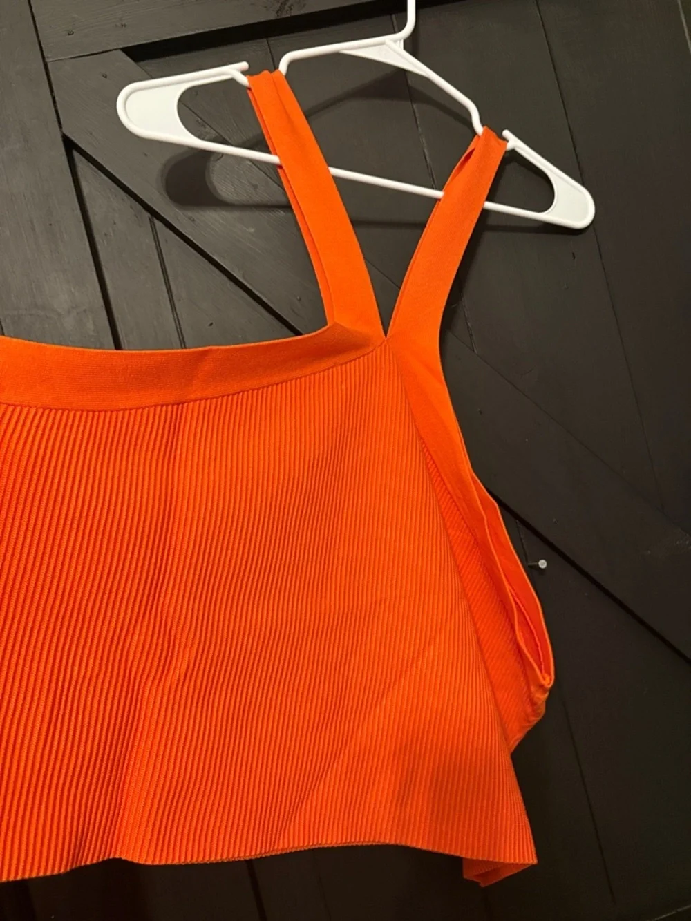 Bright Orange Ribbed Off-Shoulder Women’s Top